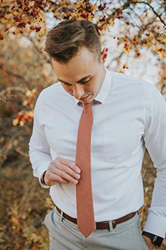 Dazi Men's Skinny Tie, Cotton Wool Linen Necktie, Great For Weddings, Groom, Groomsmen, Missions, Dances, Gifts. (Sedona) #TOP2