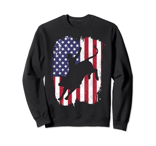 Bull Riding Bandiera Americana Rodeo Patriottico Felpa