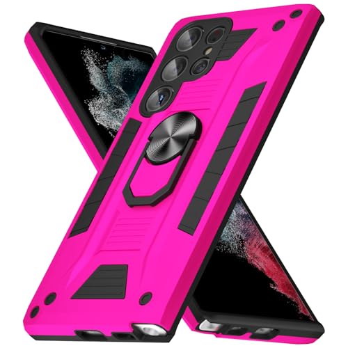 oakxco Samsung Galaxy S22 Ultra�p�P�[�X ���C�����O�X�^���h�z���_�[�t�� ���ȃ~���^���[�O���[�h�̃J�����ی�d�b�P�[�X �L�b�N�X�^���h�t�����ϋv�n�[�h�V�F���J�o�[ �����Y ���f�B�[�X �l�I�� �z�b�g�s���N
