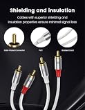 MOSWAG kabel audio stereo 2 wtyki męskie do 2 wtyków męskich RCA, dodatkowy kabel audio z mocowaniem nylonowym, pozłacany kabel RCA do domowego kina, HDTV, wzmacniaczy, systemów hi-fi, audio