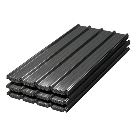 ZUROCK 62x36 Corrugated Metal Roof Panels Extra-Wide & 50% Wider 30% Thicker Galvanized Steel with Anti-Rust Coating Waterproof for Shed Garage Warehouse Patio Includes Screws 8-Pcs Gray