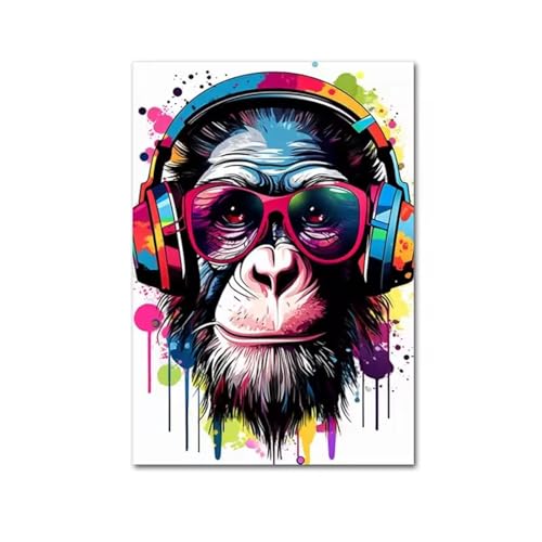 Singe graffiti poster animalier deco murale moderne cadre 30x40