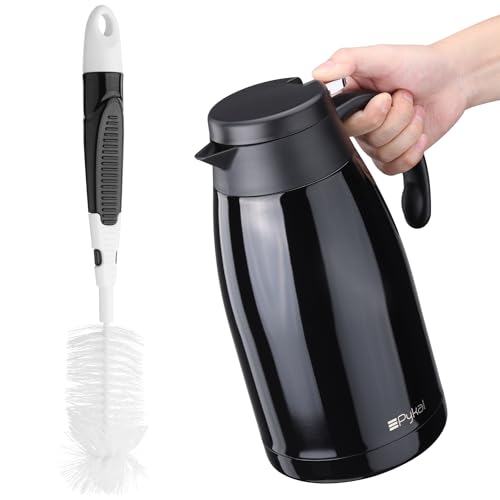 Pykal Jarra Térmica de Café en Acero Inoxidable - Retención de Calor Probada en Laboratorio - Termo de 2L (68 oz) - Dispensador de Agua y Bebidas - Negro
