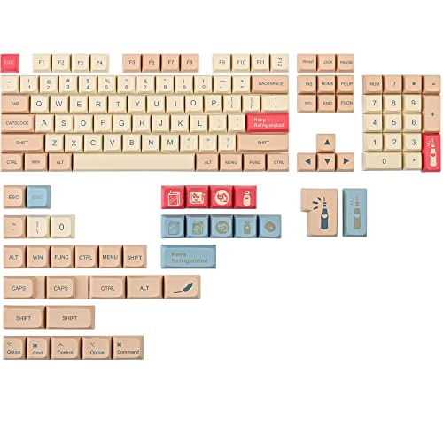 Image of Fogruaden PBT Keycaps 139 Keys Soymilk Keycap Set Dye-Sublimation Custom Keycaps XDA Profile Cute Keycap for Mechanical Keyboard