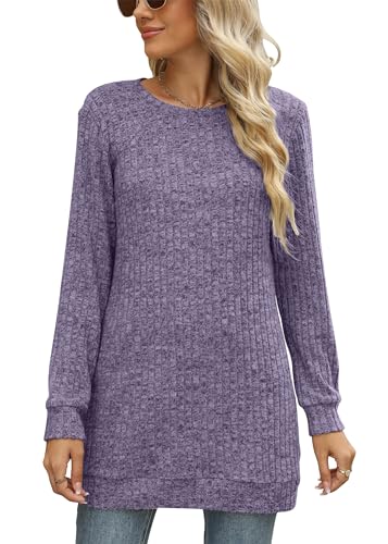 Image of Sweaters for Women Long Sleeve Crewneck Sweatshirt Loose Casual Tunic Tops