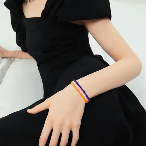 Rainbow Gemstone Beaded Bracelets Stack Set for Women, 3Pcs Handmade Natural Stone Beads Stackable Bracelet Summer Beach Jewelry Gift.2