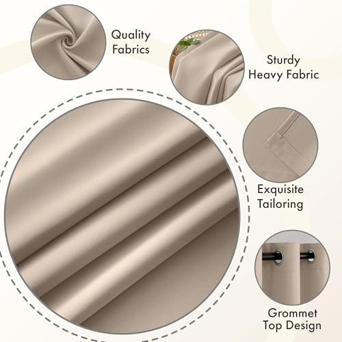 Image of MIULEE Taupe Blackout Bedroom Curtains Drapes 96 Inch Long 52 inchx96 inch | Grommet Top, Room Darkening Window Drapes, Privacy Protection, Thermal Insulated, Heat Blocking, Light Blocking
