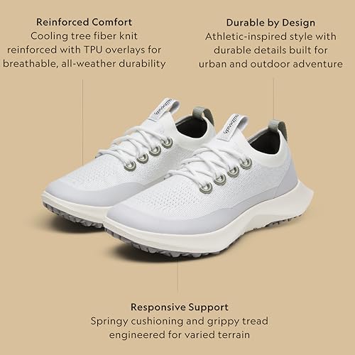 Allbirds Men’s Tree Dasher 2 Utility, Trail-Ready Active Sneaker - Blizzard, Hazy Pine (Natural White Sole) - 10.5 Medium