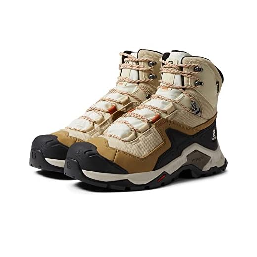 Salomon Quest Element Gore-TEX Hiking Boots for Women, Safari/Vanilla Ice/Mecca Orange, 8.5