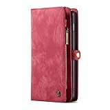  Geldbörse mit Handyfach Handyhülle Compatible with Huawei P30 Pro,Handytasche Kredit Karten Fach Geldklammer Leder Hülle Case Magnet Schutzhülle,Damen/Herren,Rot