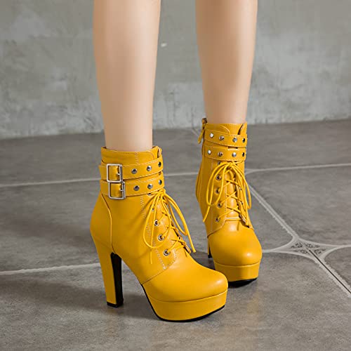 KutuKowi Donna Moda Gothic Stivali Alto Tacco a