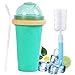 Produktbild Slush Becher Silikon Squeeze Cup Slush Eis Becher Magic Quick Gefrorene Maker Smoothie Becher Sommer Slush Cup Hausgemachte Milch Shake Eis Cream Cup Maker Cup mit Strohhalmlöffel (Grün)