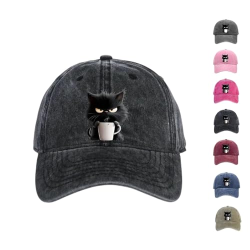 Générique Édition Chapeau de Chat Sauvage mais à la Mode, Chapeau de café Frownster Cat Ajustable, Casquette de café Grumpy Cat, matière légère et...
