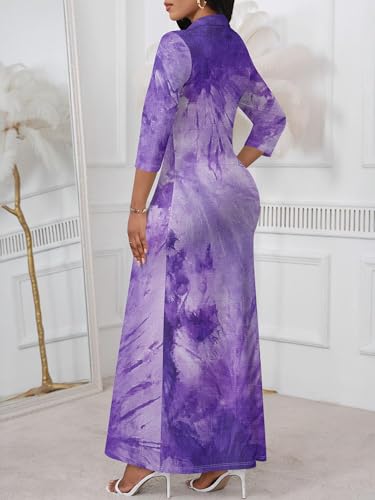Image of PinkPatty Women's Casual 3 /4 Sleeve Polo V Neck Bodycon Maxi Dress