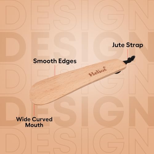 Image of Helios Bamboo Shoe Horn | Long Handle Shoe Horn for Easy Wearing | Wooden Shoe Helper Stick | Shoe Wearing Aid for Men & Women | Durable Comfort Grip (Small /Medium /Large)