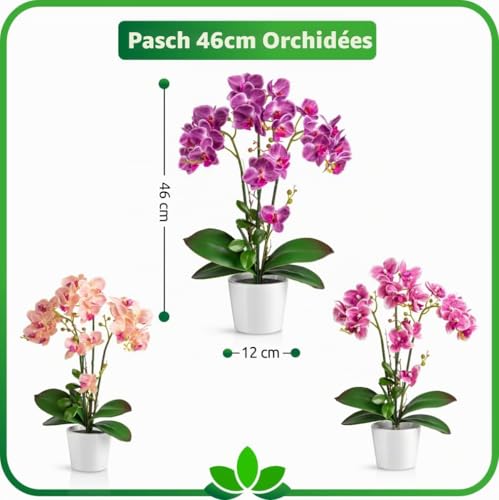 Orchidée artificielle en pot violet PASCH 46 cm pour décoration - 6