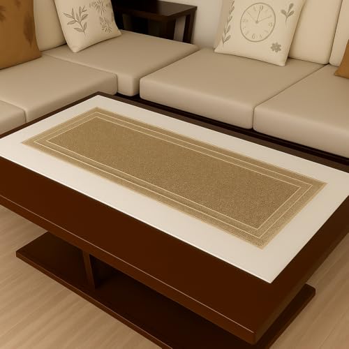 Image of Homerz Premium Table Runner, PVC, Size- 92x34 cm | Waterproof, Heat Resistant, Non-Slip, Easy to Clean Soft Table Runner for Coffee Table, Dining Table and Centre Table. (Border Net)