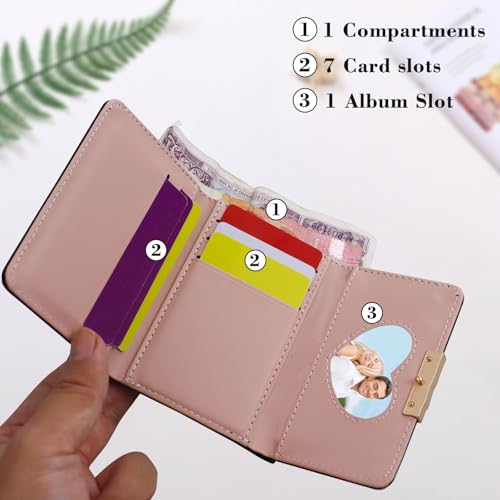 Small Womens Wallet, Texture PU Leather Womens Slim Wallet Multi-Slot Credit Card Holder for Women with Delicate Snap Ladies Wallets for Traveling Shopping (Black)4