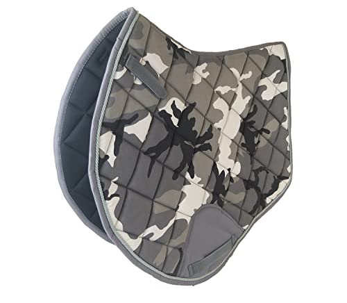 BRIAN AND COMPANY ITALY Reitsatteldecke mit Camouflage-Mütze für Pferd mit doppelter Bordüre und Schnürsenkel, Sattelbezug für Pferde (Schnee) Cover