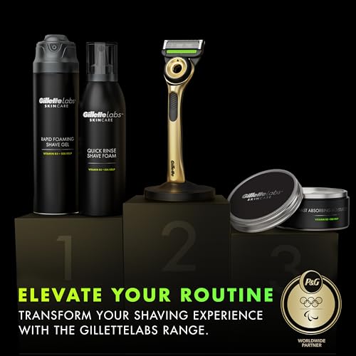 GilletteLabs with Exfoliating Bar Razor for Men, Champion Gold Edition - 1 Handle, 1 Razor Blade Refill, Includes Premium Magnetic Stand image 6