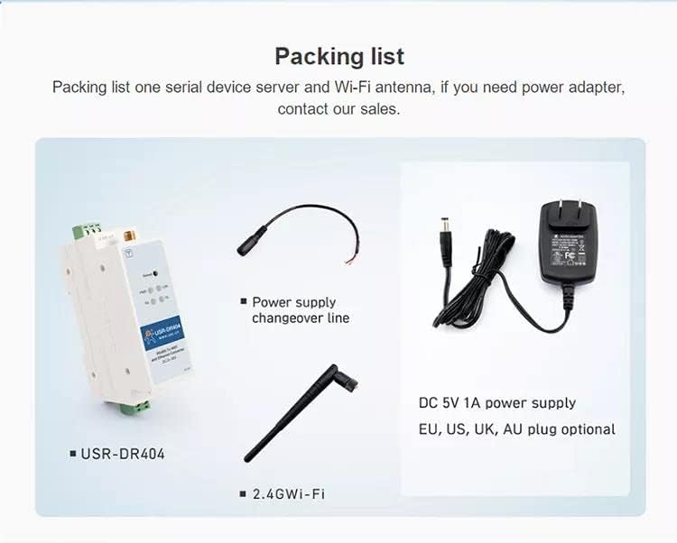 USR-DR404 Din Rail Modbus Gateway RS485 Serial to WiFi Ethernet Converter US Version x 2 Sets