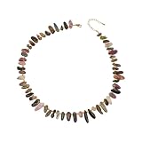 Tsophreniq Collar geométrico minimalista con cuentas de piedra natural y cadena de clavícula chapada en oro para uso diario, One Size, como se describe, como se describe