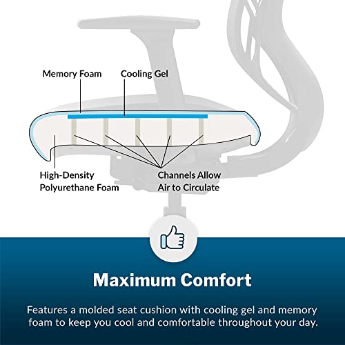 Image of Vari Performance Task Chair - VariDesk Ergonomic Desk Chair with Wheels - Adjustable Computer Chair with Memory Foam Cushion and Breathable Mesh Lumbar - Ideal for Home, Office, or Gaming - Black