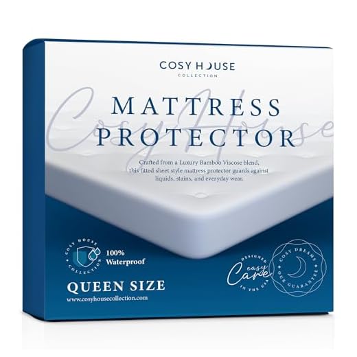 Cosy House Luxury Bamboo Mattress Protector - Waterproof, Hypoallergenic & Ultra Soft Breathable Fitted Mattress Cover for Bed - PVC, Phthalate & Vinyl-Free (Queen)