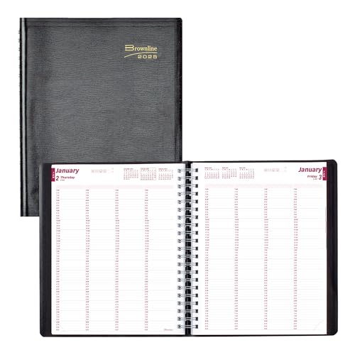 Brownline 2025 agenda professionnel quotidien 4 personnes - janvier décembre, 11" x 8.5", noir
