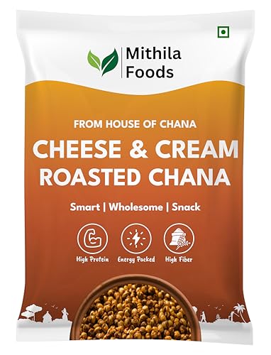 Image of MITHILA FOODS 500g Cheese & Cream Roasted Chana | Desi Chickpeas | Whole with Skin | Crunchy Vegan Gluten-Free High Protein SMART Snack | Authentic Bihari Bhuna Chana Snacks Cheese & Cream Flavor