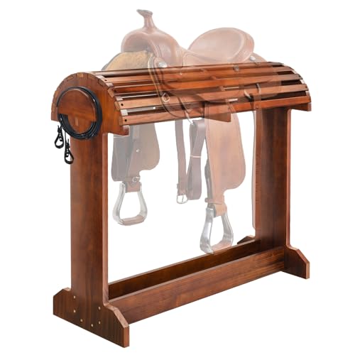 Essenhome Extra großer Holz-Sattelständer – nicht scheuerndes Design, Zaumzeugständer und robuster Sattelständer für Reithäuser, Pferdezubehör, 70,1 x 30 x 70,9 cm