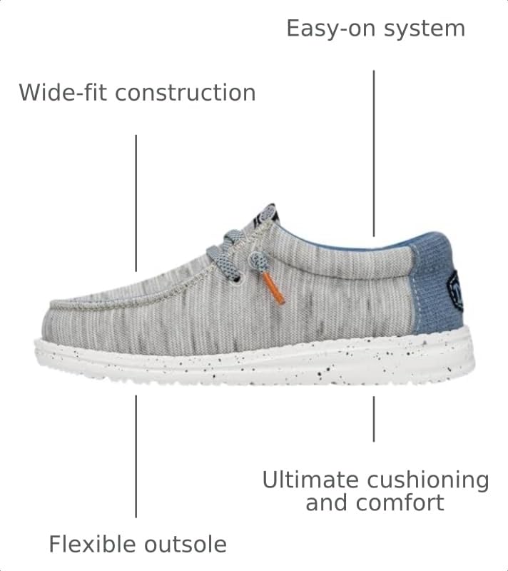 Image of HEYDUDE Wally Kids Jersey | Kids Shoes | Lace Up Loafers | Comfortable & Light-Weight
