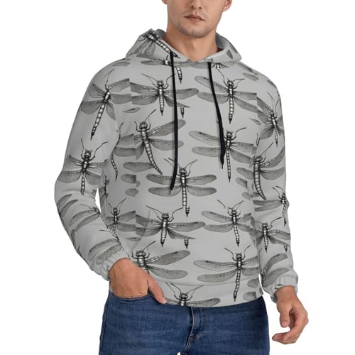 Sweat à capuche libellules gris homme : le sweatshirt graphique confortable pour un look sans effort