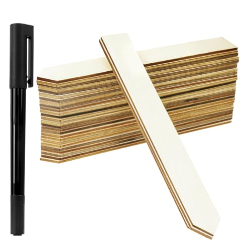 XYMYNWE 50 PCS Wood Plant Labels with Marker Wooden Plant Markers Waterproof Garden Markers Sticks Pointed Wooden Plant Sign Tags Stakes for Seed Potted Herbs Flowers Vegetables 60.8 Inch