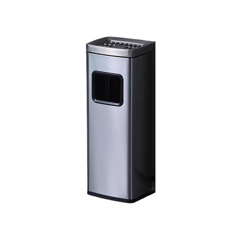 OLSKFUH Outdoor Ashtray Indoor Outdoor Vertical Stainless Steel Ash Pillar Smoking Area Trash Can Soot Column Trash Can,Silver