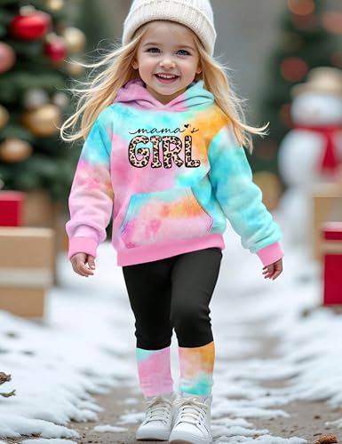 Baby Girl Clothes Long Sleeve Toddler Girls Clothes Tie-Dye Hoodie and Girls Leggings 2 Piece Fall Outfits 12M-4Y4