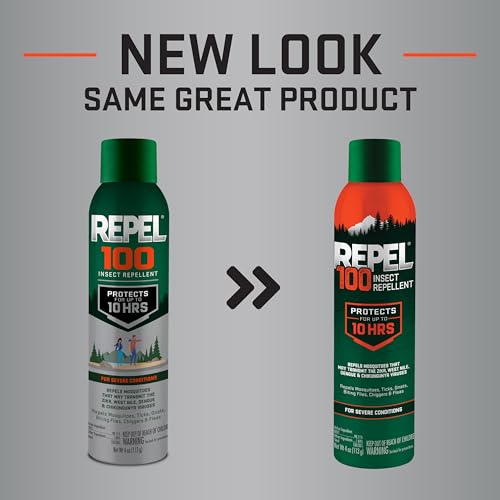 Image of Repel 100 Mosquito and Insect Repellent, 4 Ounces, 98% DEET 10-Hour Protection Long-Lasting Insect Repellent Aerosol Bug Spray Repels Mosquitoes, Ticks, Gnats, Biting Flies, Chiggers And Fleas, 3 Pack