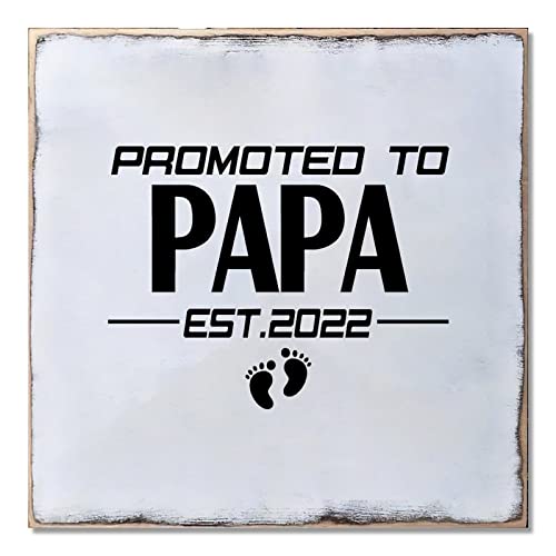 Panneau en bois Promoted To Papa First Time idée cadeau annonce future naissance