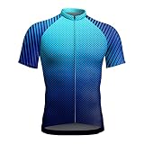 Maillot de ciclismo de manga corta verano casual Maillot de ciclismo para hombres transpirable Ciclismo Jersey ropa con cremallera manga corta reflectante, azul, XL