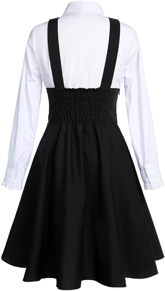 Jeufoin Women's Black Lolita Dress Plus Size A Line High Waist Brace Skirt Set Anime Maid Halloween Cosplay Costume - Image 3