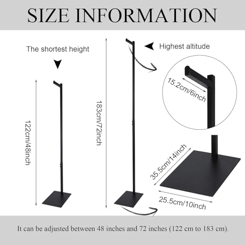 Marsui Adjustable Clothing Display Rack Adjustable from 48\" to 72\" Single Clothing Display Stand Metal Black Rack Retail Use Single Costumer Shirt Stand for Thrift Shop Retail Store(1 Pcs) - Thumbnail 2