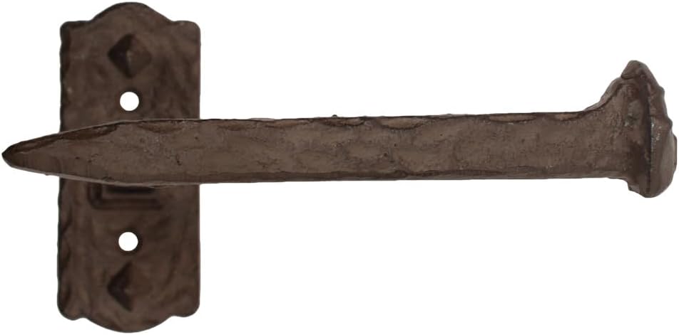 Treasure Gurus Wall Mount Railroad Spike TP Holder Toilet Tissue Paper Roll Hanger RR Nail Dispenser Train Room Bathroom Home Decor
