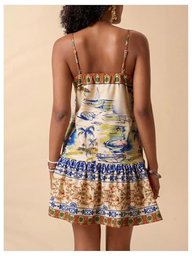 Image of Floerns Women's Sleeveless Cami Dress Floral Flounce Hem Summer Short Dresses