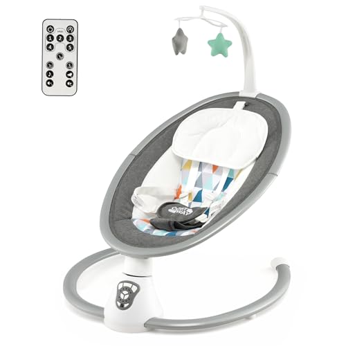 RELAX4LIFE Sdraietta Elettrica Neonati con 12 Melodie e Cuscino Riduttore, 5 Livelli di Dondolante (Velocità e...