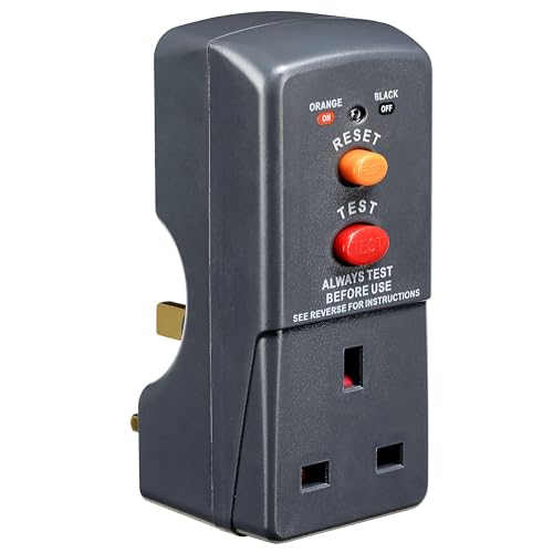Masterplug Single Socket RCD Safety Adaptor Black