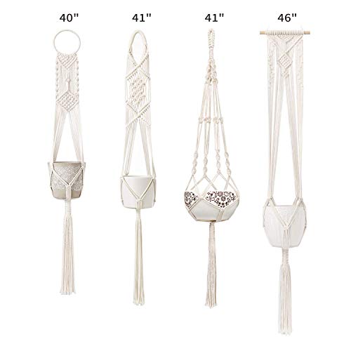 Saaz Macrame Plant Hangers Set of 4 Indoor Wall Hanging Planter Basket Flower Pot Holder Boho Home Decor Gift Box