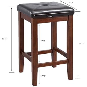 Crosley Furniture Upholstered Square Seat Counter Height Bar Stools Set of 2, Vintage Mahogany, 24-inch Crosley Furniture Upholstered Square Seat Counter Height Bar Stools Set of 2 Vintage Mahogany 24 inch