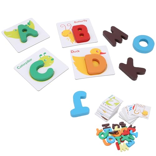 Juego de tarjetas de alfabeto y rompecabezas de madera para niños 5