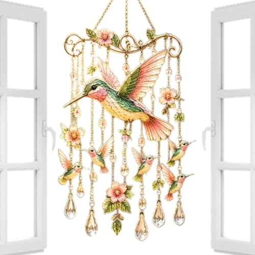 Campanas de viento de colibrí metálico, el regalo ideal para amantes del jardín y terrazas 2