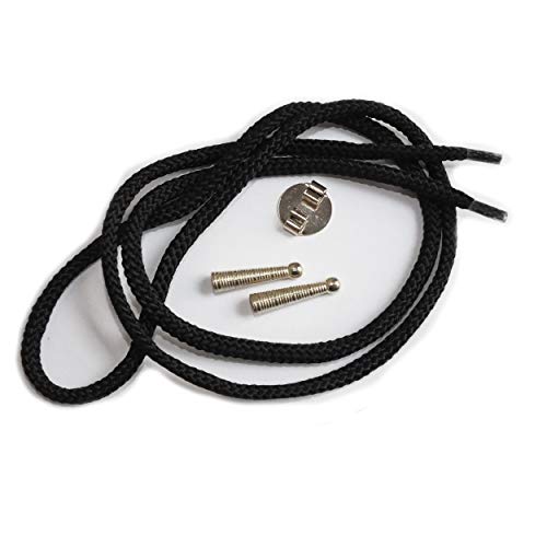 Blank Bolo Tie Parts Kit Round Slide Textured Tips Black Cord DIY Silver Tone Tone Supplies for 4 Ties - Thumbnail 2